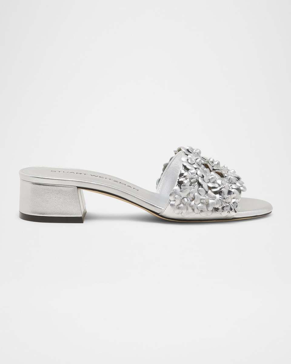 Meadow Metallic Leather Flower Sandals